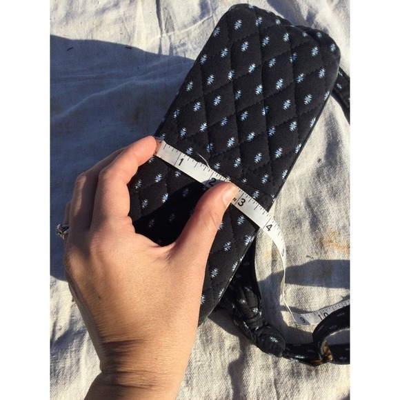 Vera Bradley womens fabric purse satchel 11” 11 in handbag black blue floral - Picture 16 of 16